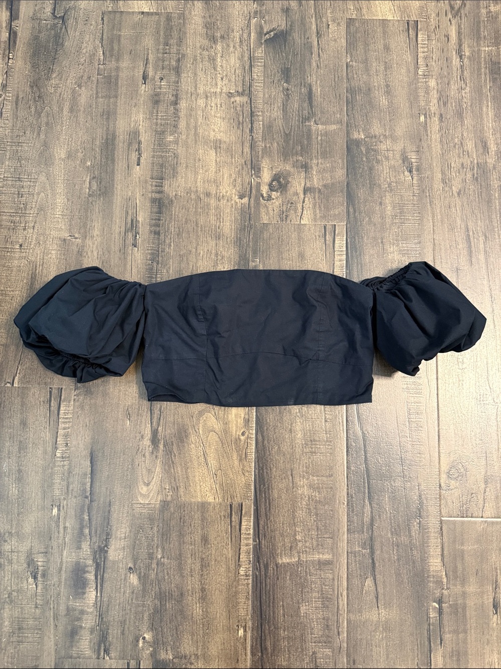 Abercrombie & Fitch Black Off-Shoulder Puff Sleeve Top